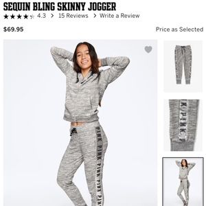 PINK VS Gray sequin bling jogger sweatpants